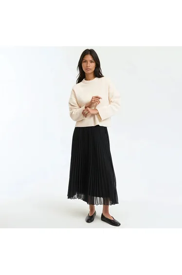 Pleated Full Maxi Skirt