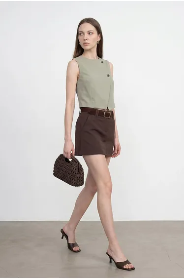 DILVIN Women's Crepe Woven Waistcoat
