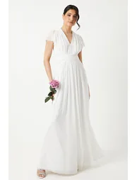 Bridal Sequin Lace Chiffon Maxi Dress