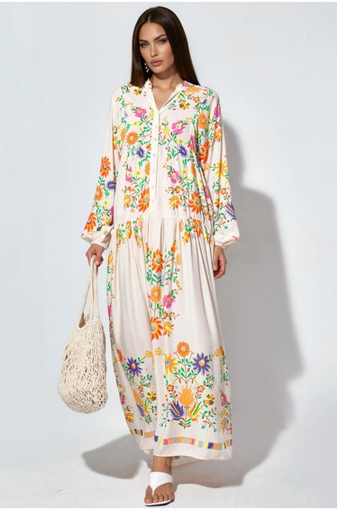 BDART Patterned V-Neck Maxi Dress