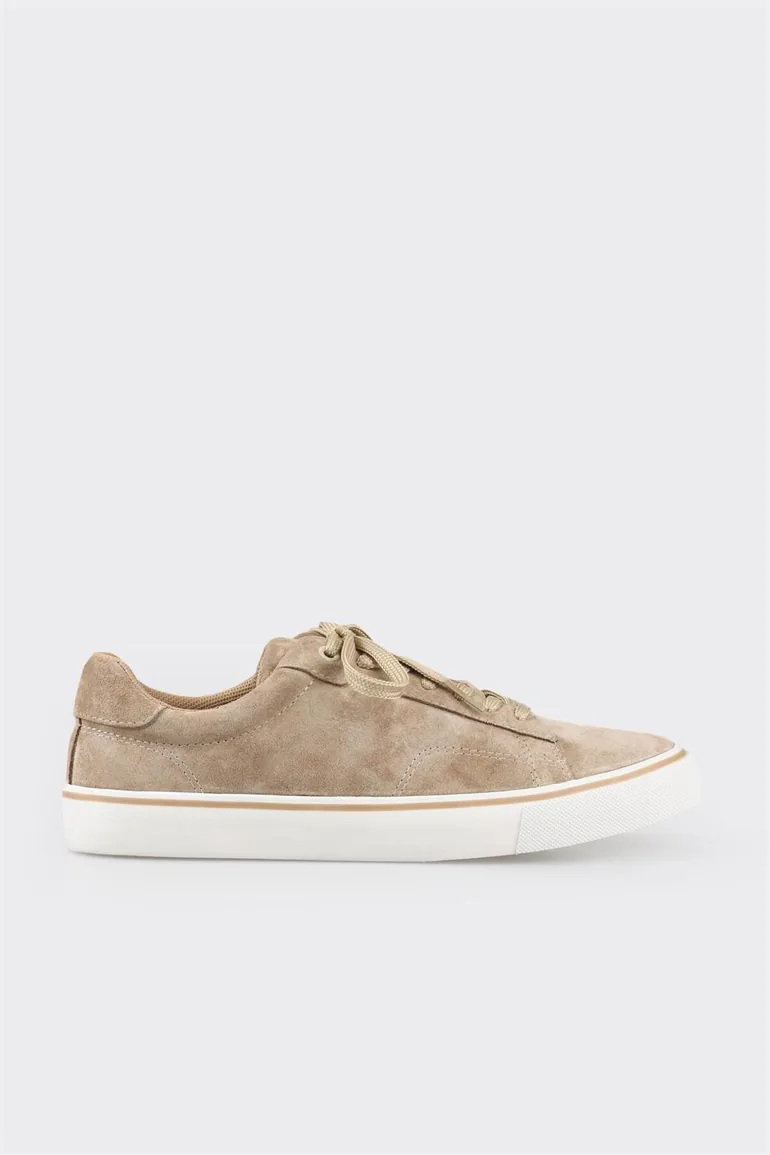 Beige Leather Men's Sneakers - 4