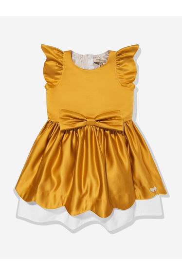 Girls Scalloped Bodice Dress in Yellow