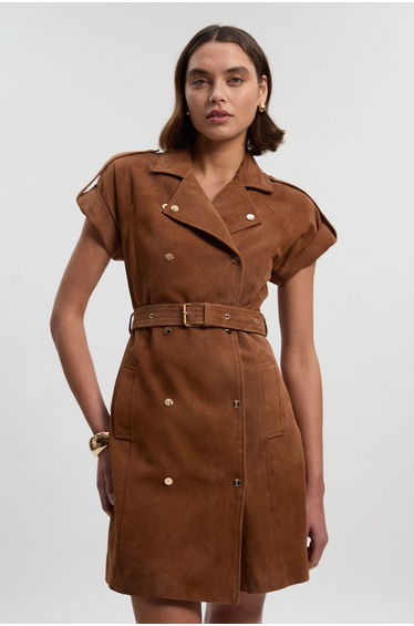 Suede Utility Mini Dress
