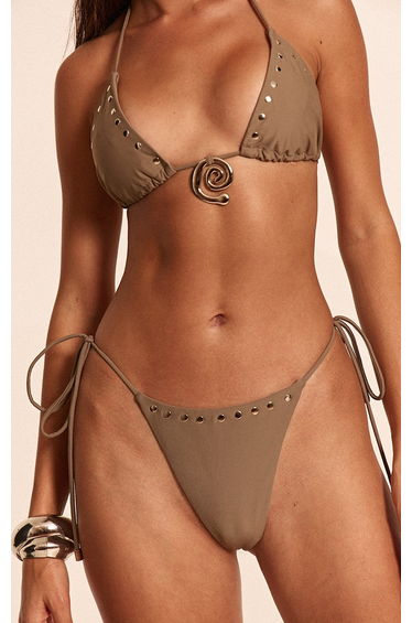 Mushroom Studded Thong Tie Side Bikini Bottoms