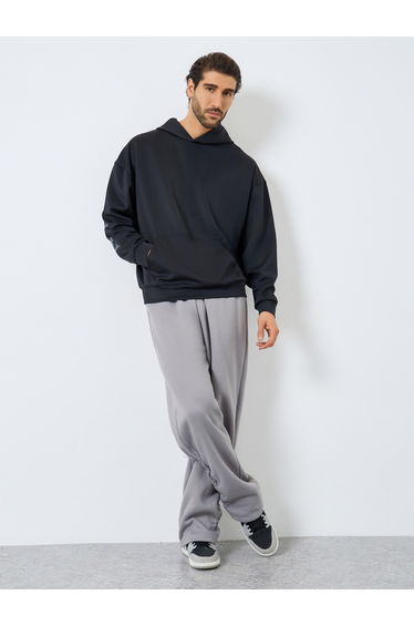 Oversized Back City Text Print Scuba Hoodie