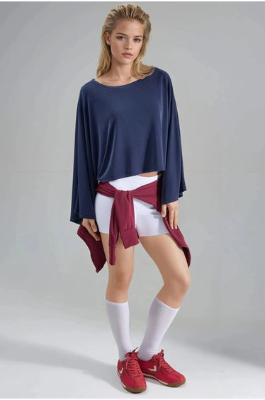 BUSEM Loose Fit Boat Neck Blouse