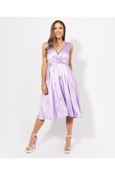 Knee Length V-Neck Satin Occasion Dress