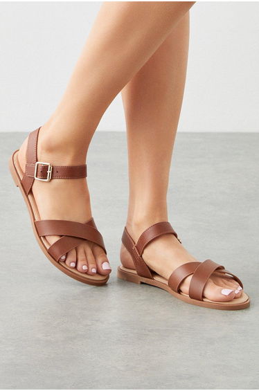 Florence Cross Strap Flat Sandals