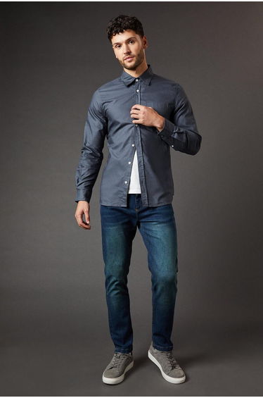 Dark Vintage Wash Stretch Slim Fit Jeans