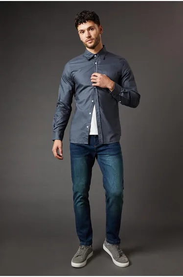 Dark Vintage Wash Stretch Slim Fit Jeans