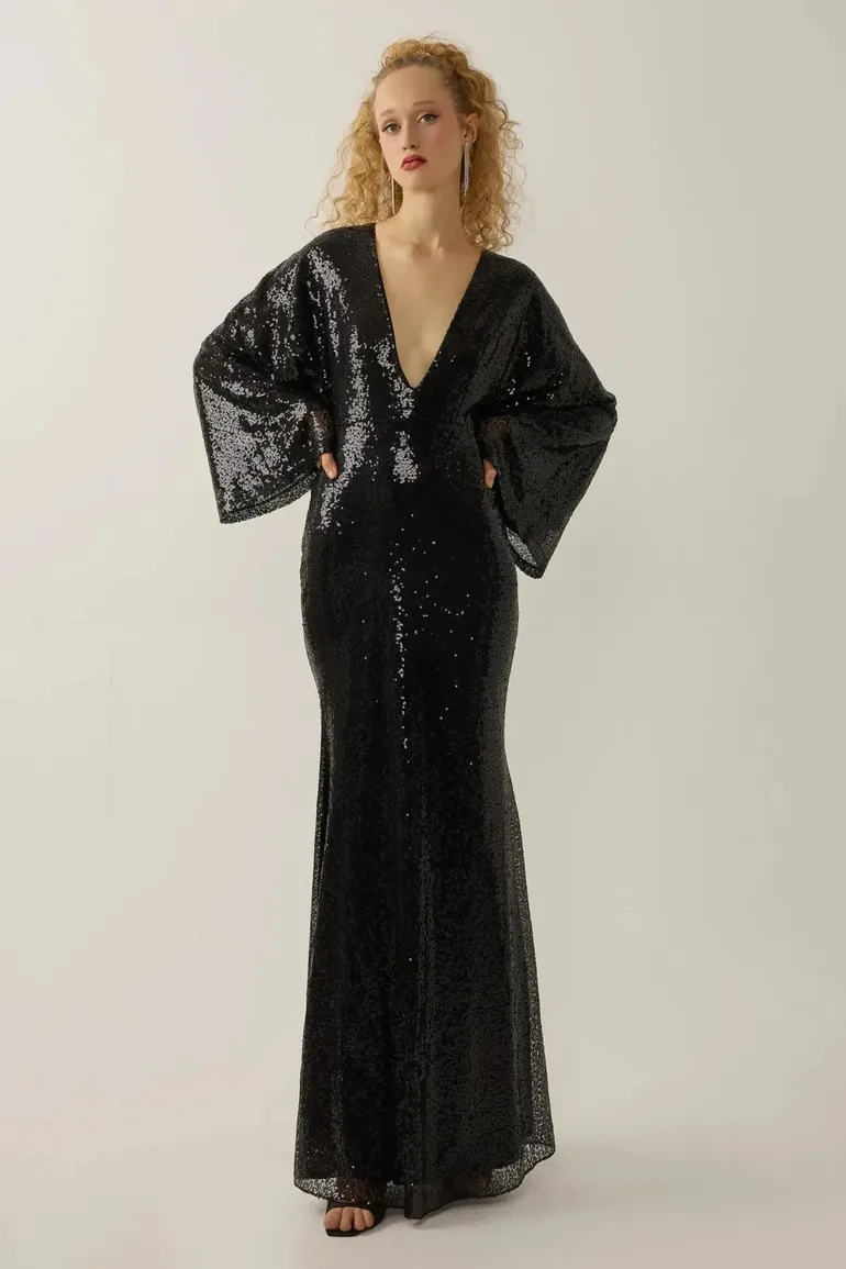 sequin angel sleeve maxi dress Yours Curve Pink Luxe Embellished V-Neck Angel Sleeve Maxi Dress FR 48 (EU 46) Womens