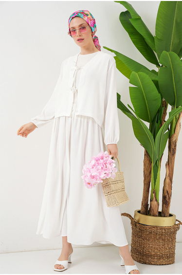 BDART V-neck Tie Closure Blouse & Maxi Skirt Two-Piece Coord Set