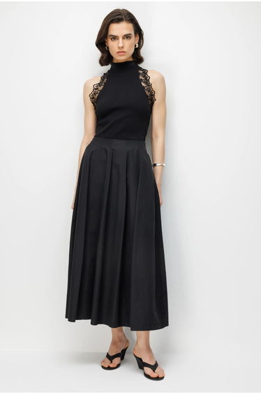 MIXRAY High Waist Midi Skirt