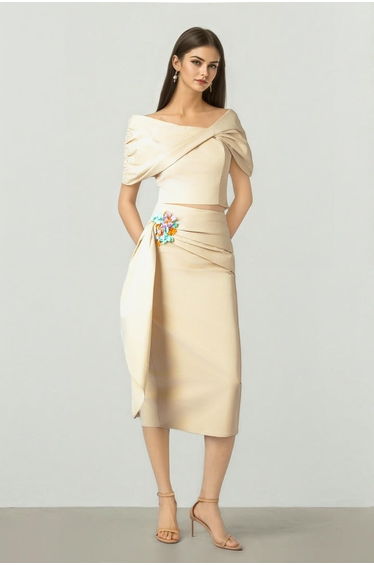 Beige Taffeta Top