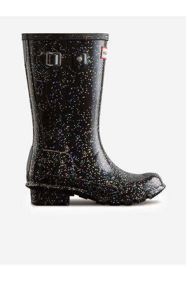 Hunter Girls Original Giant Glitter Wellington Boots in Black