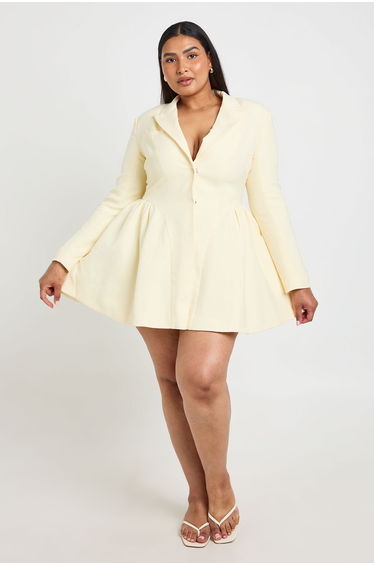 Plus Skater Skirt Blazer Dress - butter