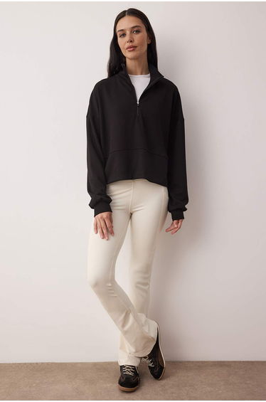 Black interlock relaxed sweatshirt