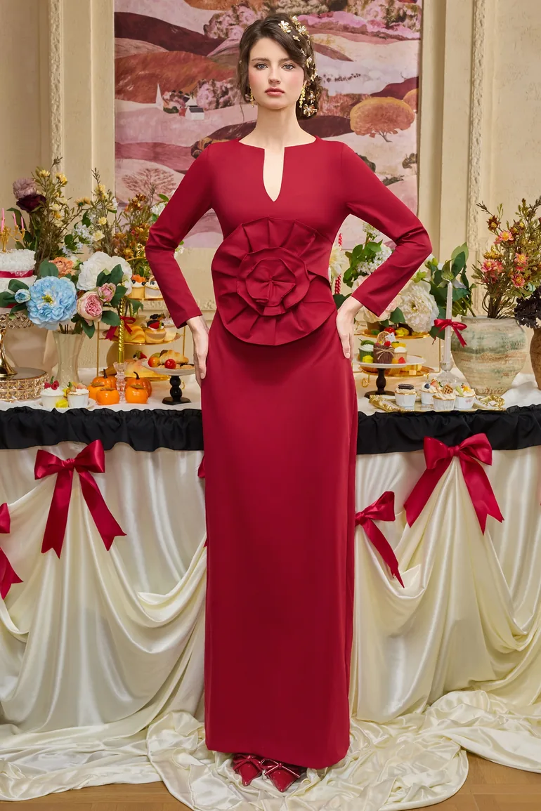 solid flowy dress Isabelle Green Float Sleeve Maxi Dress – Scarlett & Jo main image 1
