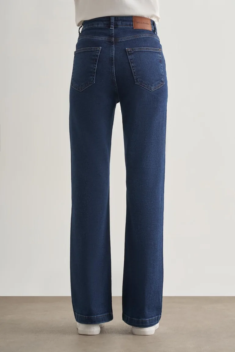 Mizalle Wide Leg High Waist Denim Trousers - 1