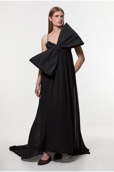 Tall Taffeta Bow Detail Woven Maxi Dress