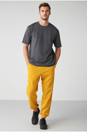 Inside Men's Regular Fit Soft Fabric Elastic Waist Saffron Yellow Sweatpants
