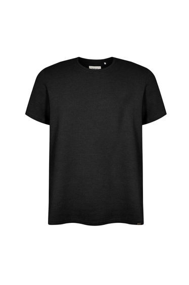 Firetrap Mens Logo Waffle Crew Neck Regular T-Shirt - Black