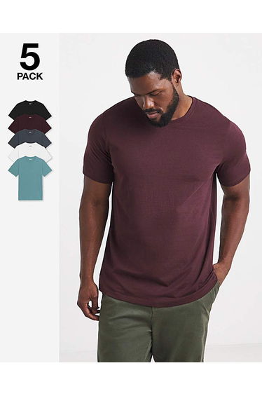 5 Pack Crew Neck T-Shirts Long