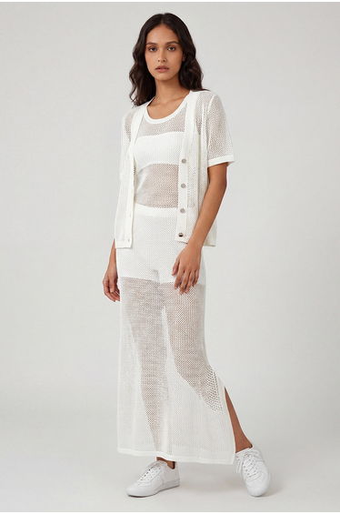 Open Knit Sleeveless Maxi Dress