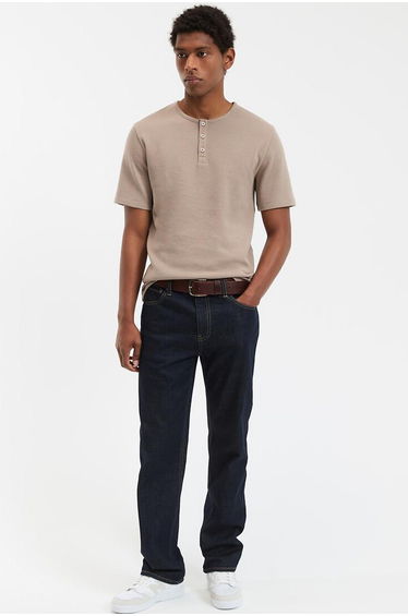 Grandad Collar T-Shirt with Short Sleeves