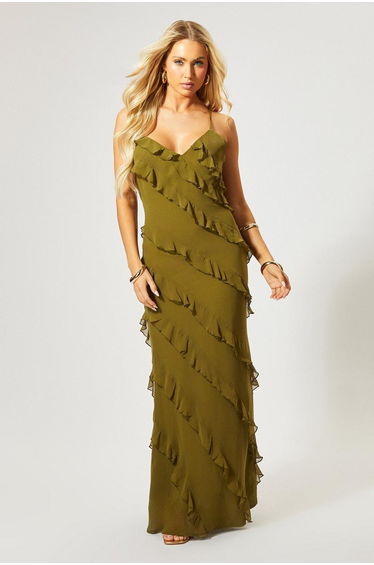 Ruffle Low Back Maxi Dress