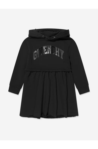 Girls Hooded Logo Dress in Black
