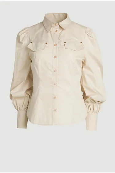 Cotton Sateen Pocket Detail Woven Shirt