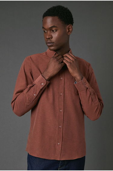 Red Brushed Flannel Long Sleeve Shirt