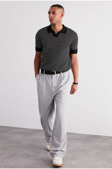 Black Men's Limited Edition Relaxed Short Sleeve Polo Neck Knitwear T-shirt