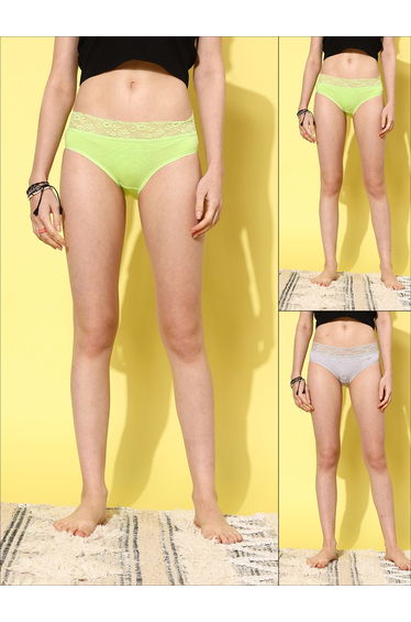 Pack of 2 - Lace Waistband Cotton Briefs