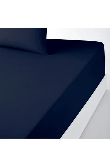 شرشف سرير بولي قطن سادة بحواف مطاطية لمراتب سميكة