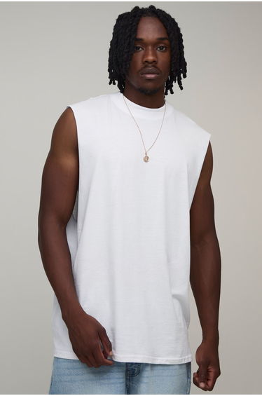 Tall Oversized Capri Oval Print Tank - white