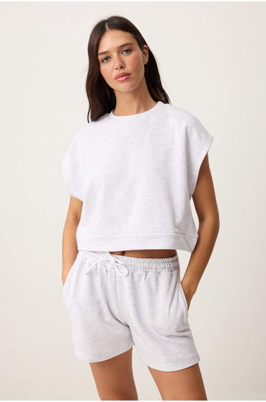 Gray Melange Knitted Blouse