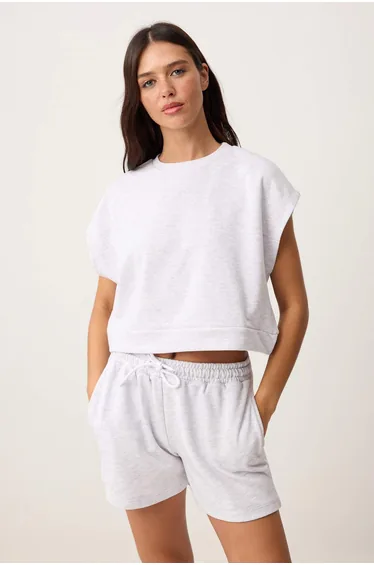 Gray Melange Knitted Blouse