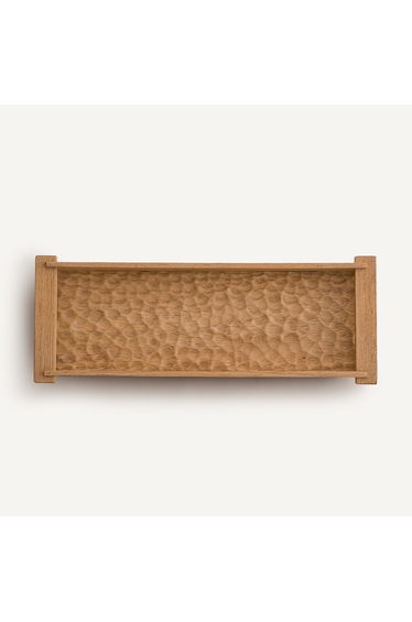 Rectangular Tray in Chiselled Solid Oak, Depth 18cm