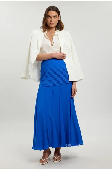 Viscose Georgette Drop Hem Woven Maxi Skirt
