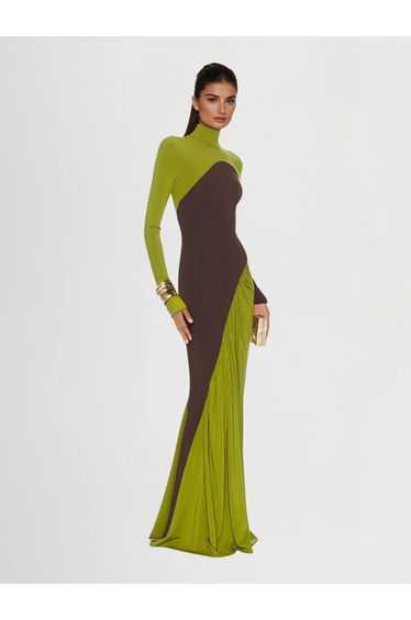 Laurice High Neck Maxi Dress In Green