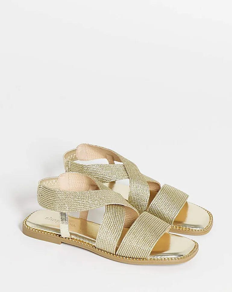 Elasticated Flat Sandals Wide Fit - 2