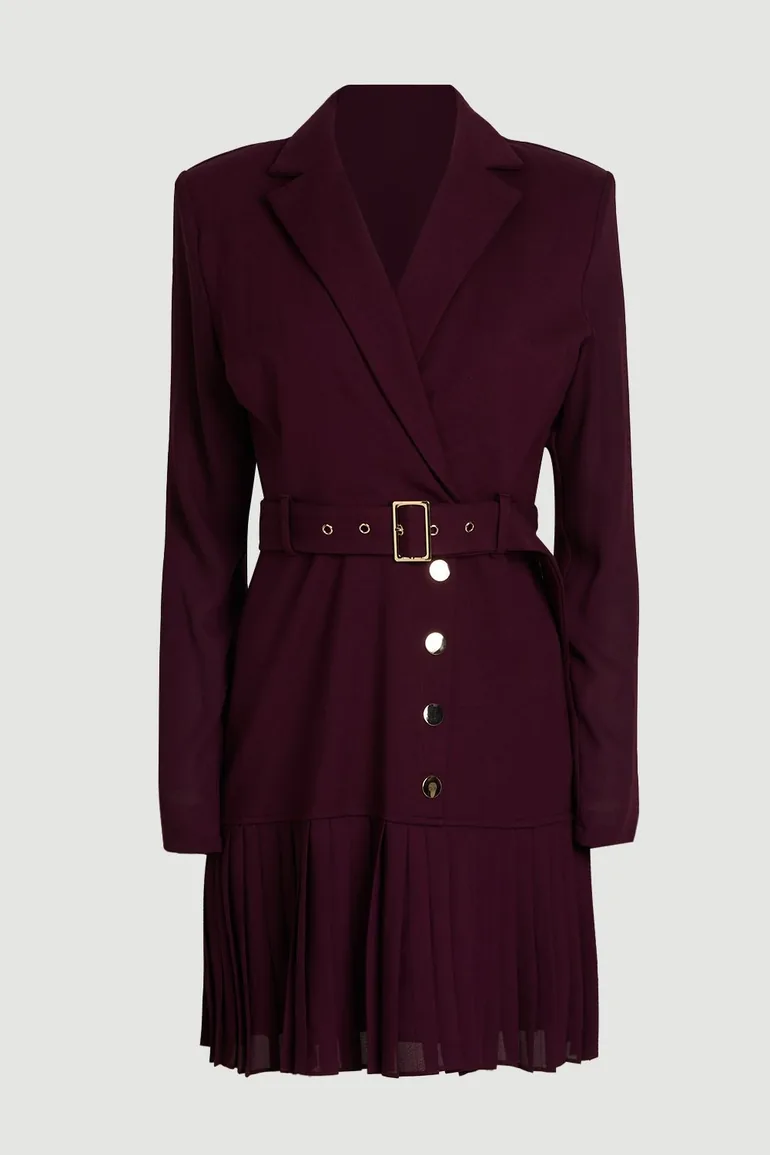 Jersey And Georgette Mix Pleat Mini Dress