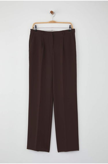 Wardrobe Essentials Dark Brown Wide Leg Trousers with Internal Waist Adjustment