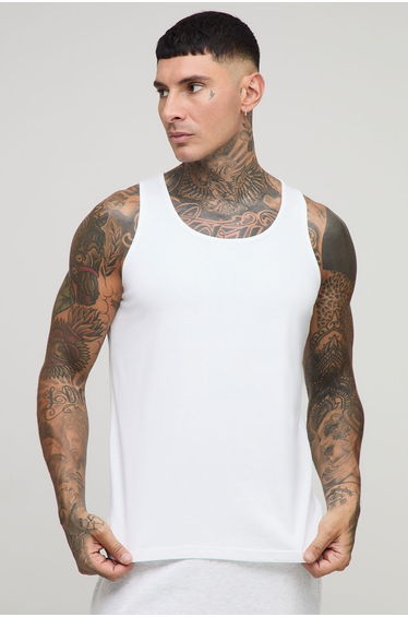 Tall Regular Fit Basic Vest - white