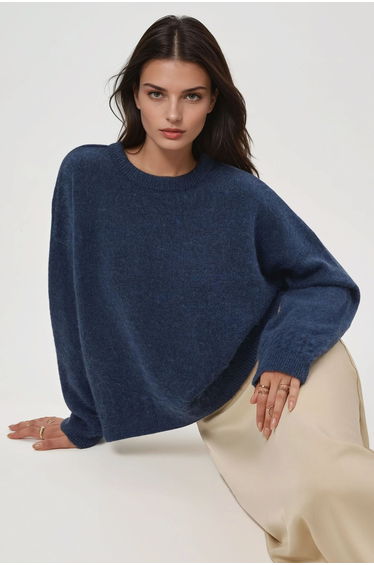 Braiding Detailed Textured Crew Neck Sweater