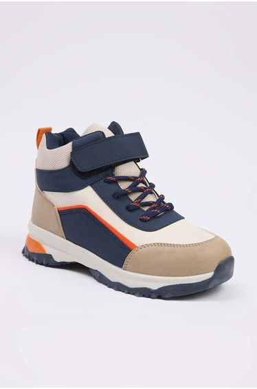 Navy Blue Color Block Velcro Detailed Big Boy Trekking Boots