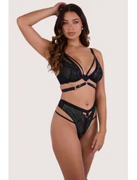 Tabitha Dark Green Wet-Look Lace High Waist Brief