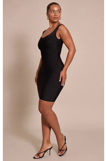Shape Black Bandage Scoop Neck Mini Dress
